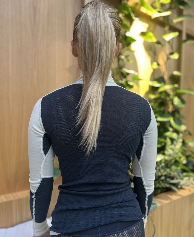 WOOL MESH 190 ZIP NECK WMN